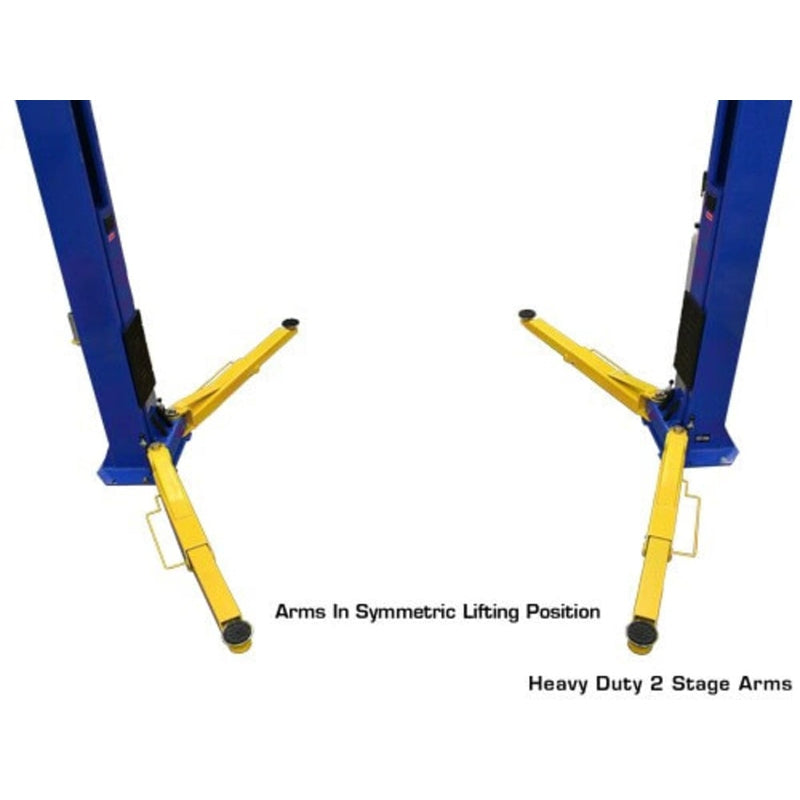Atlas OHX10000X 10,000 lb Extra Tall 2-Post Lift with arms in symmetric lifting position
