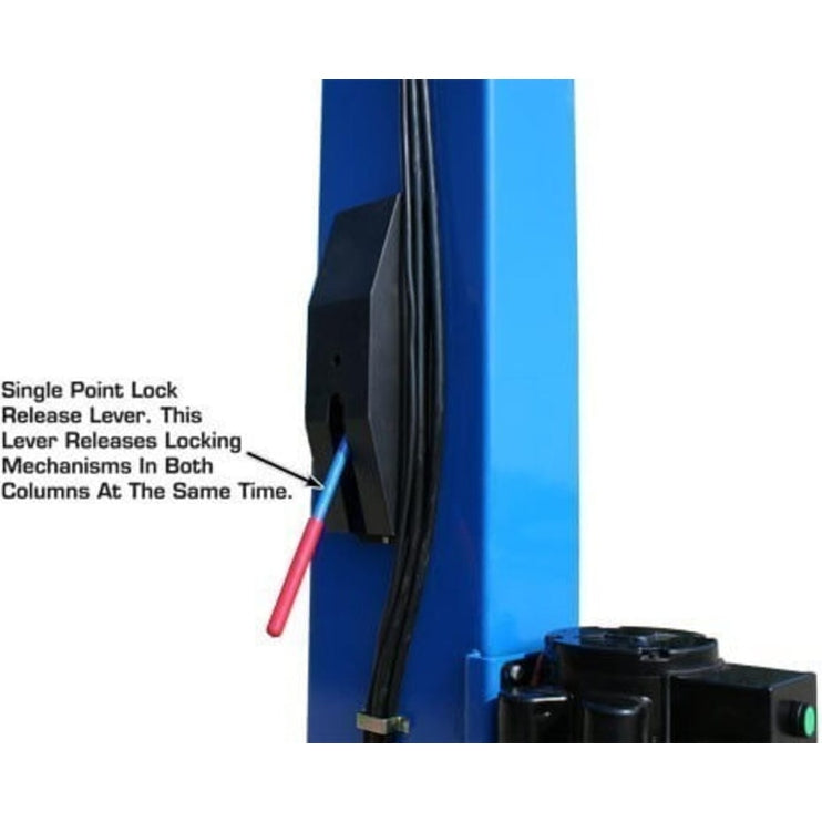 Atlas OHX10000X 10,000 lb Extra Tall 2-Post Lift with single point lock release lever