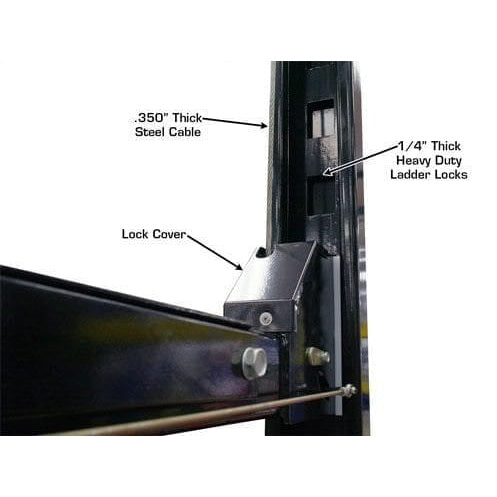 Atlas PRO8000EXT-L 4 Post Lift + RJ35 Sliding Jacks Combo Lock Features