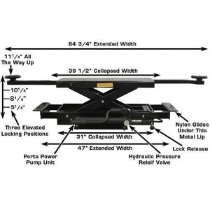 Atlas PRO8000EXT-L 4 Post Lift + RJ35 Sliding Jacks Combo Measurements
