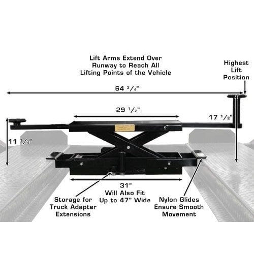 Atlas PRO8000EXT-L 4 Post Lift + RJ35 Sliding Jacks Product Features

