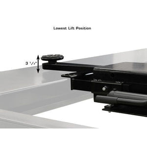 Atlas PRO8000EXT-L 4 Post Lift + RJ35 Sliding Jacks Combo lowest lift position for jack