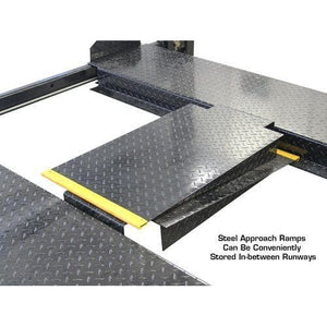 Atlas PRO8000EXT-L 4 Post Lift + RJ35 Sliding Jacks Combo with steel ramp storage
