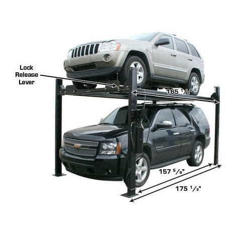 Atlas PRO8000EXT 4 Post Lift + RJ35 Sliding Jacks Combo with cars