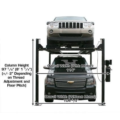 Atlas PRO8000EXT 4 Post Lift + RJ35 Sliding Jacks Combo in front view