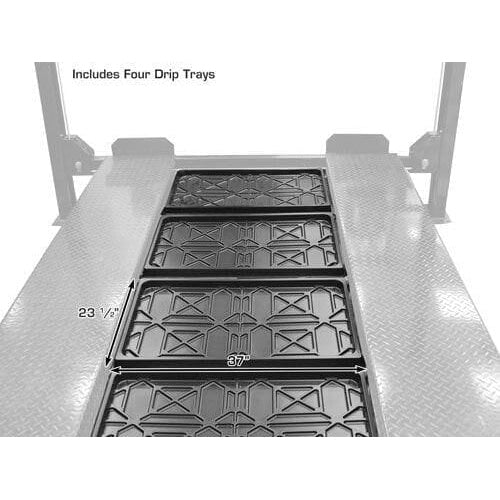 Atlas PRO8000 4 Post Lift + RJ35 Sliding Jacks Combo with 4 Drip Trays