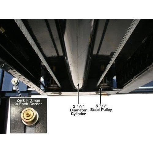 Atlas PRO8000 4 Post Lift + RJ35 Sliding Jacks Combo cylinder and pulley details
