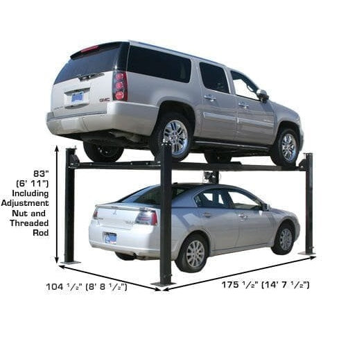 Atlas PRO8000 4 Post Lift + RJ35 Sliding Jacks Combo dimensions