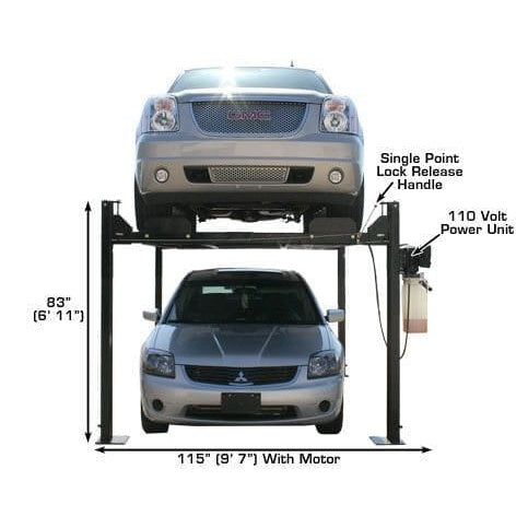 Atlas PRO8000 4 Post Lift + RJ35 Sliding Jacks Combo front view