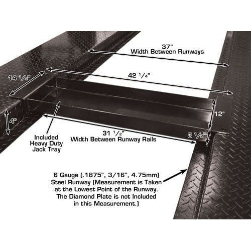 Atlas PRO8000 4 Post Lift + RJ35 Sliding Jacks Combo runway width measurement