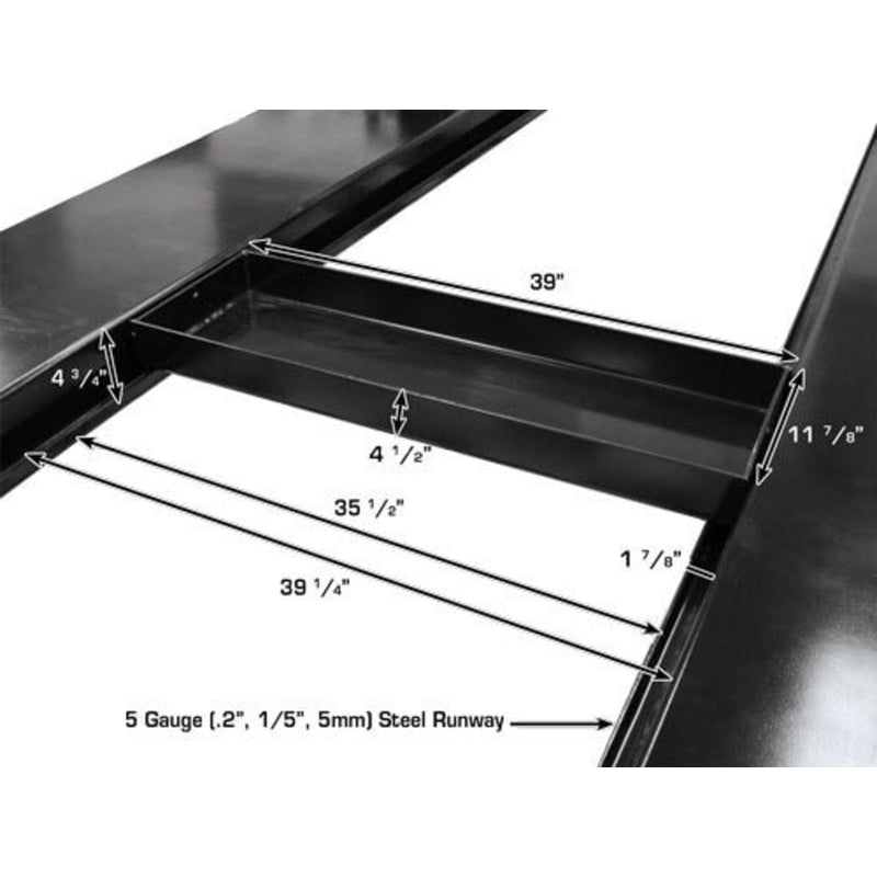 Atlas Garage PRO9000 9,000 lb 4-Post Lift with steel runway measurements