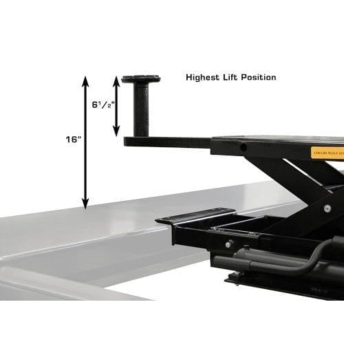 Atlas RJ35 (PROJACK35) sliding bridge jack, included with the 408SL combo: Atlas PROJACK35 3,500 lb. Capacity Sliding Bridge Jack highest lift position
