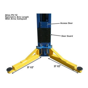 Atlas PV12PX 12,000 lb Overhead 2-Post Lift with arms collapsed