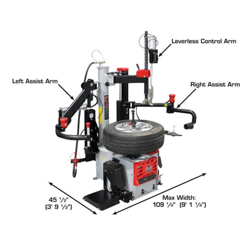 Atlas Platinum PTC500 Center Post Tire Changer w/ Assist Arms measurements