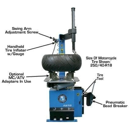 Atlas TC221 Tire Changer + WB11 Motorcycle Wheel Balancer Combo Product Features