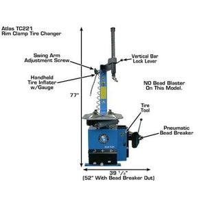 Atlas TC221 Tire Changer + WB11 Motorcycle Wheel Balancer Combo Product Features
