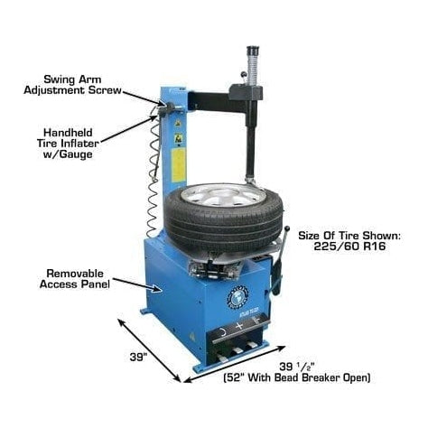 Atlas TC221 Tire Changer + WB11 Motorcycle Wheel Balancer Combo Measurements