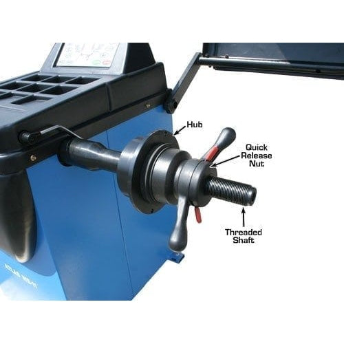 Atlas TC221 Tire Changer + WB11 Motorcycle Wheel Balancer Combo with hub, quick release nut and threaded shaft