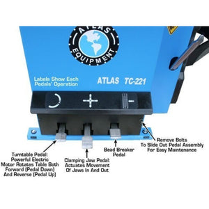 Atlas TC221 Tire Changer + WB11 Economy Wheel Balancer Combo Package Pedals