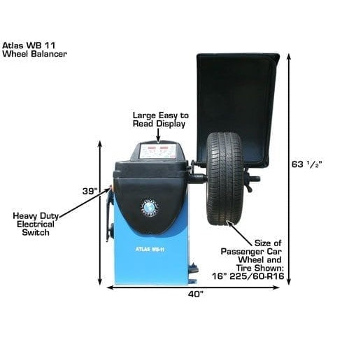 Atlas TC289DAA Tire Changer + WB11 Wheel Balancer Combo with large, easy to read display