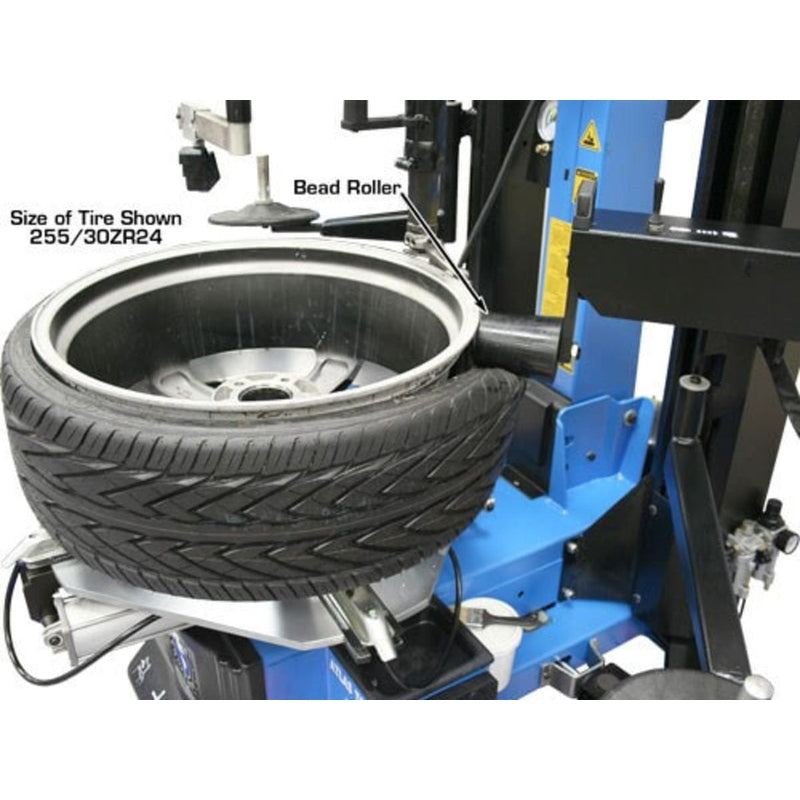 Atlas TC755DAA Wheel Clamp Tire Changer with a bead roller