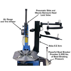 Atlas TC755EZ Tire Changer + WB49-2-PRO Wheel Balancer Combo Package Product Features