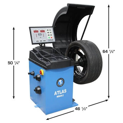 Atlas TC755EZ Tire Changer + WB49-2-PRO Wheel Balancer Combo Package dimensions