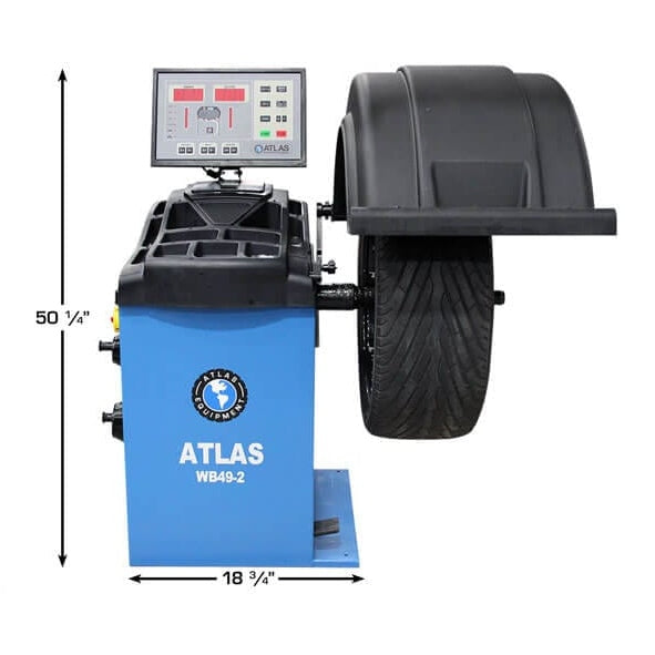 Atlas TC755EZ Tire Changer + WB49-2-PRO Wheel Balancer Combo height and width
