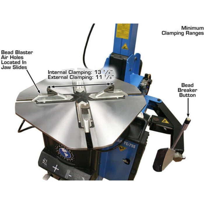 Atlas TC755EZ Tire Changer + WB49-2-PRO Wheel Balancer Combo Package with minimum clamping range