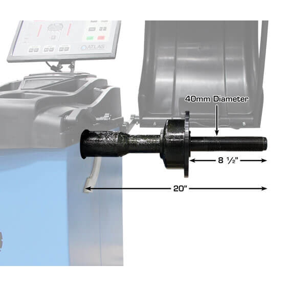 Atlas TC755EZ Tire Changer + WB49-2-PRO Wheel Balancer Combo shaft measurements