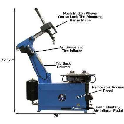 Atlas TC755EZ Tire Changer + WB49-2-PRO Wheel Balancer Combo Package in side view