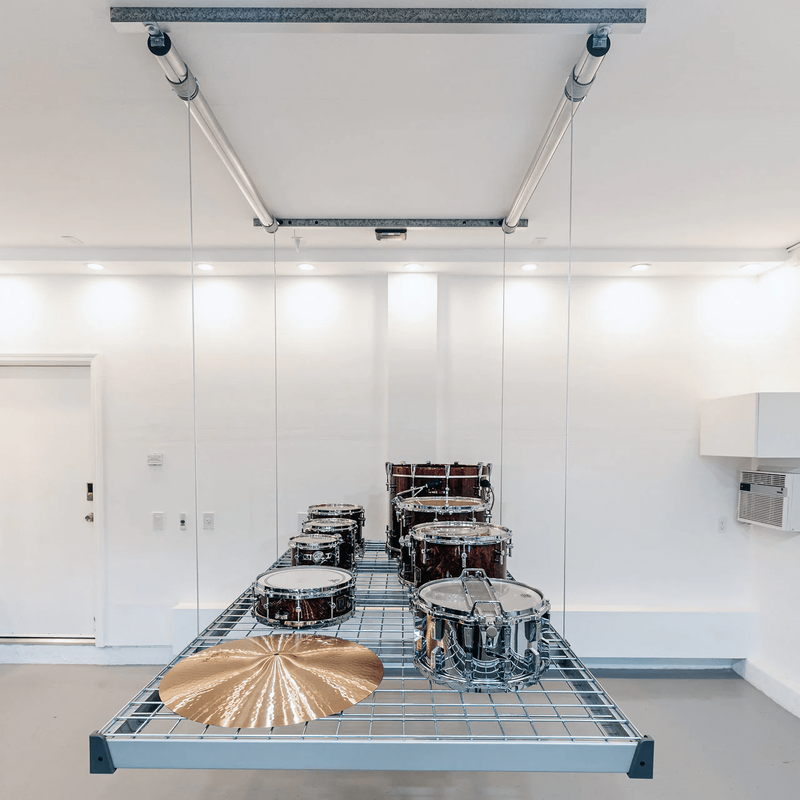 Auxx-Lift Motorized Garage Storage Platform with drums