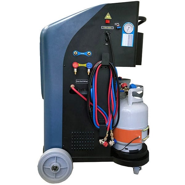 Bludee AC400D Auto Recovery Recycle Recharge Dual Machine for both R134A and R1234yf Refrigerant facing the left