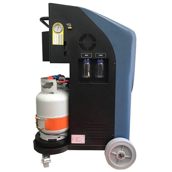 Bludee AC400D Auto Recovery Recycle Recharge Dual Machine for both R134A and R1234yf Refrigerant facing the right