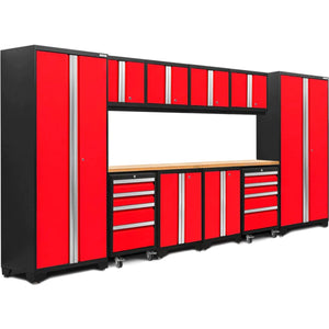 Bold Series 12 Piece Cabinet Set in Red and Bamboo