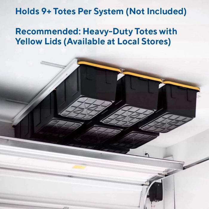 E Z Storage Tote Slide Pro Overhead Garage Storage System My Garage Supplies