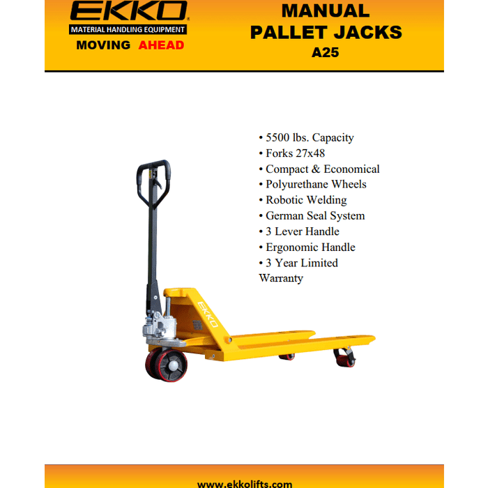 EKKO A25 Manual Pallet Jack 5500lbs., Capacity - Product Features
