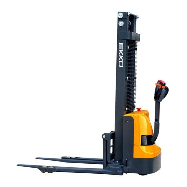 EKKO EB12EA Full Powered Straddle Stacker 3000 lb Cap., 145.67" Height- side view