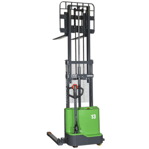 EKKO EB13C-98Li 2800 lb Lithium Straddle Stacker extended