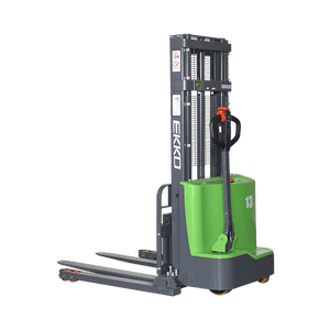 EKKO EB13C-98Li 2800 lb Lithium Straddle Stacker in side view