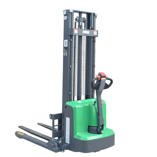 EKKO EB13E-138Li Full Powered Straddle Stacker 2800 lb Cap., 138" Height- side view