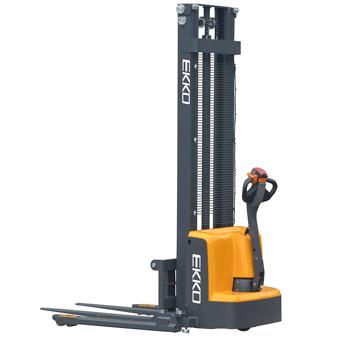 EKKO EB13E Full Powered Straddle Stacker 2800 lb Cap., 119" Height - side view