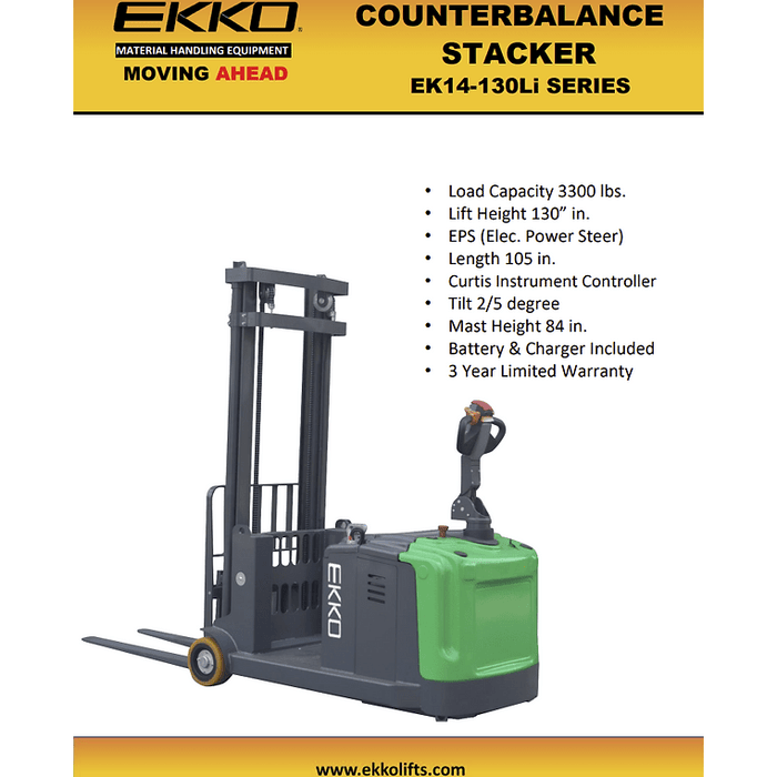 EKKO EK14-130Li Counterbalanced Walkie Stacker-Product Features