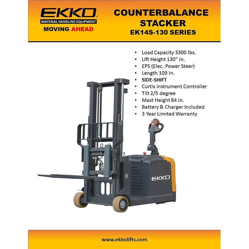 EKKO EK14S-130 Counterbalanced Walkie Stacker SIDE-SHIFTING-Product Features