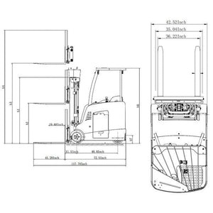 EKKO EK18RF-Li Stand-up Rider Forklift specifications and measurements