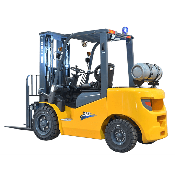 EKKO EK30LP Pneumatic Forklift (LPG) 6000 lbs cap, 189" Lift Height - side view