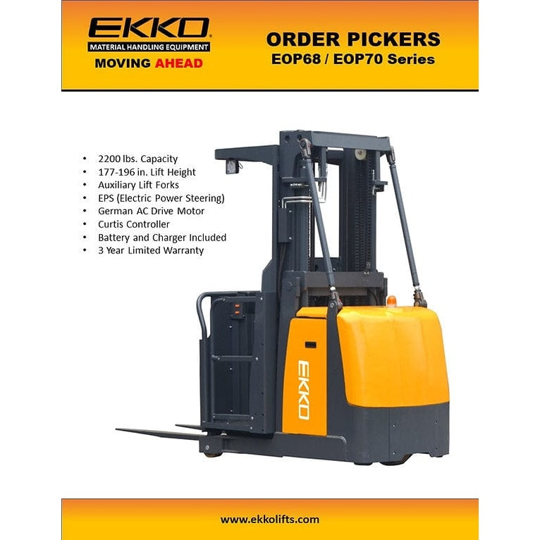 EKKO EOP70 Order Picker 2200lb. Cap., 196" Lift - Product Features