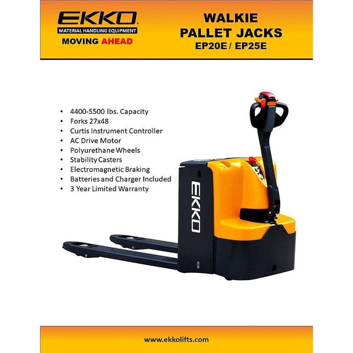 EKKO EP20E Walkie Pallet Jack 4400lbs. Capacity- Product Features