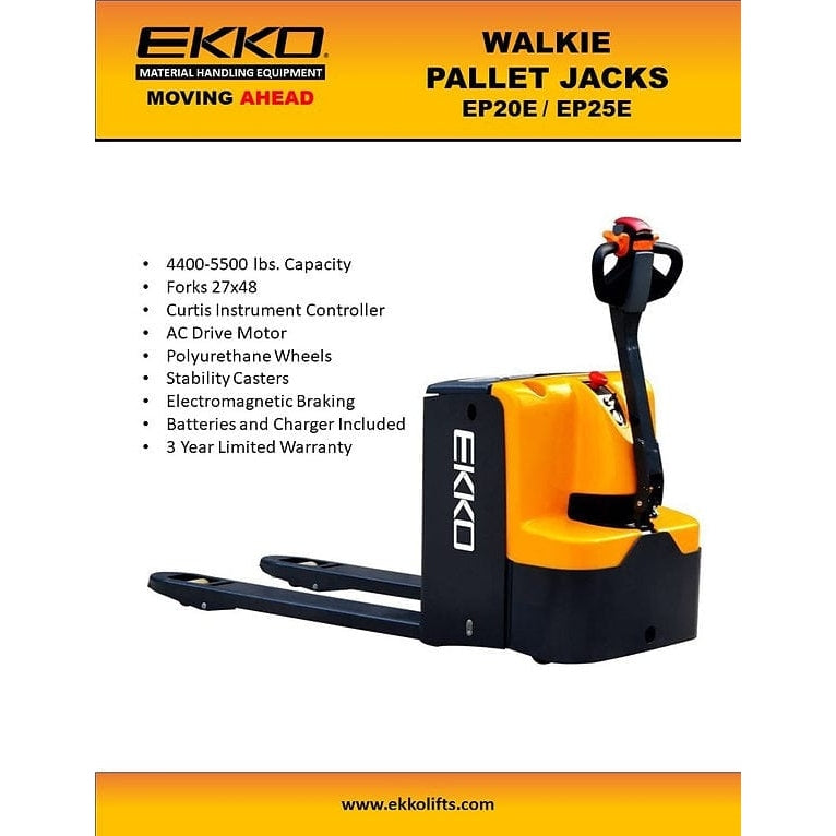 EKKO EP25E Walkie Pallet Jack 5500lbs. Capacity- Product Features