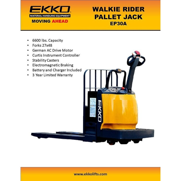 EKKO EP30A Rider Pallet Jack 6600lbs. Capacity- Product Features